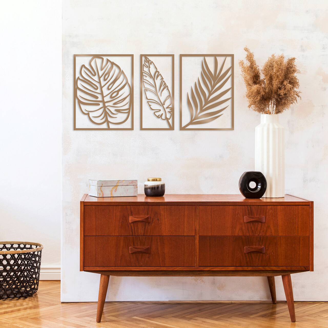 Decoratiune de perete, Leaf 2, Dimensiune: 80 x 38 cm, Cupru - imagine 4